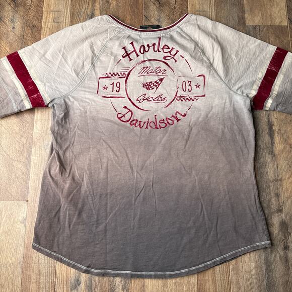 Harley Davidson T-Shirt Womens 2XL Gray Motorcycle Grunge Rock Short Sleeve 5650 - Picture 2 of 10